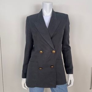 SMYTHE Unstructured Double Breasted Blazer in Slate